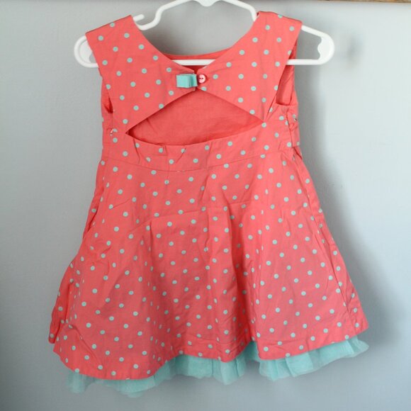 Gap Size 12-18M Coral/Aqua Dress Polka Dot Tulle - Picture 3 of 3
